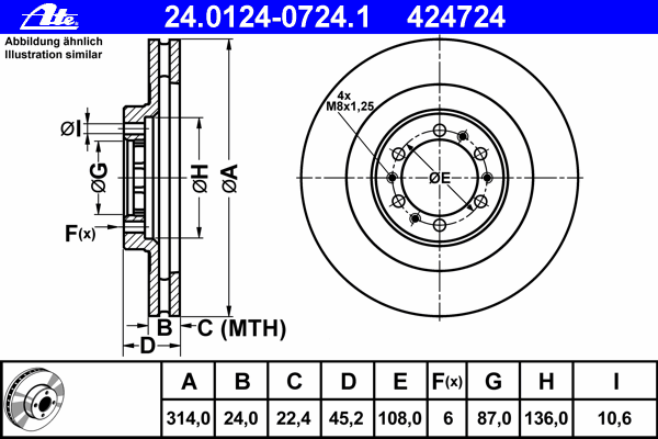 Тормозной диск ATE 24.0124-0724.1