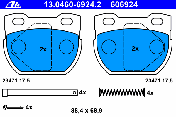 Комплект тормозных колодок, дисковый тормоз ATE 13.0460-6924.2