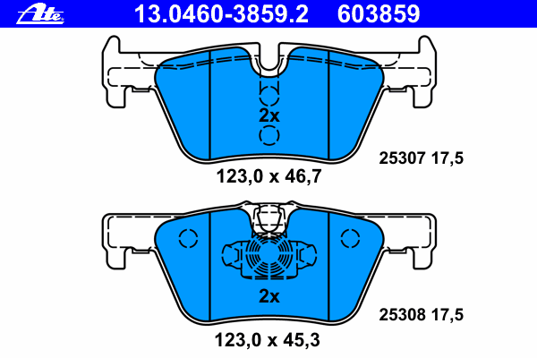 Комплект тормозных колодок, дисковый тормоз ATE 13046038592