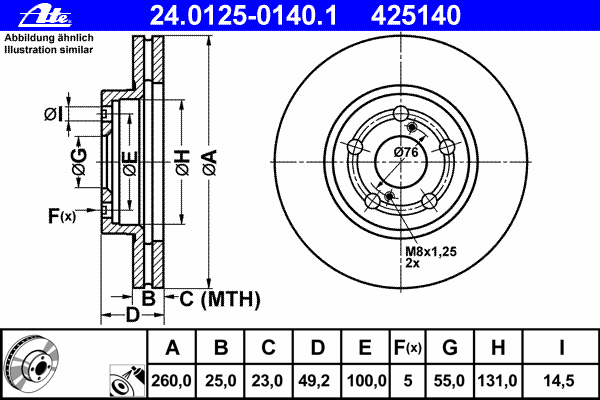 Тормозной диск ATE 24.0125-0140.1