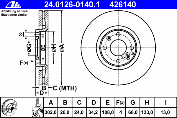 Тормозной диск ATE 24.0126-0140.1