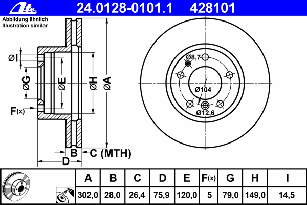 Тормозной диск ATE 24.0128-0101.1