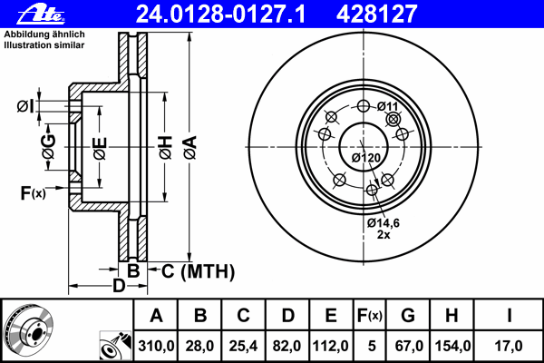 Тормозной диск ATE 24.0128-0127.1