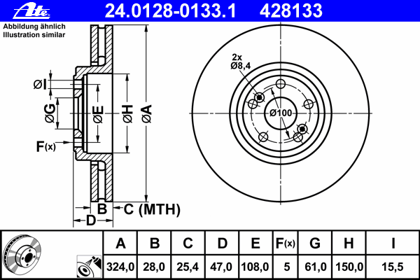 Тормозной диск ATE 24.0128-0133.1