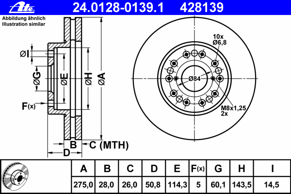 Тормозной диск ATE 24.0128-0139.1
