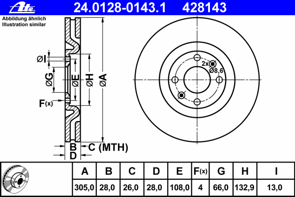 Тормозной диск ATE 24.0128-0143.1