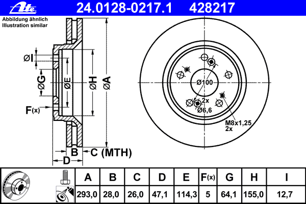 Тормозной диск ATE 24.0128-0217.1