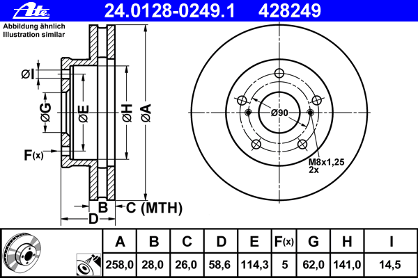 Тормозной диск ATE 24.0128-0249.1