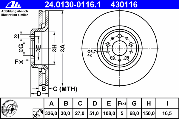 Тормозной диск ATE 24.0130-0116.1