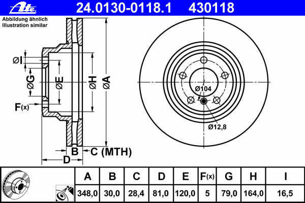 Тормозной диск ATE 24.0130-0118.1