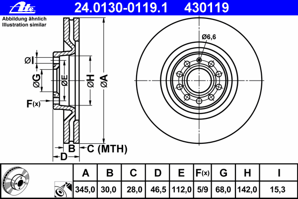 Тормозной диск ATE 24.0130-0119.1