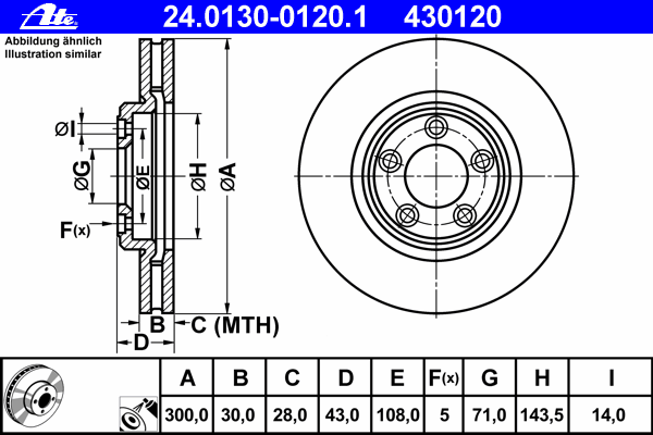 Тормозной диск ATE 430120