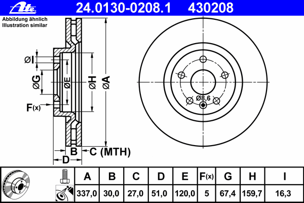 Тормозной диск ATE 24.0130-0208.1