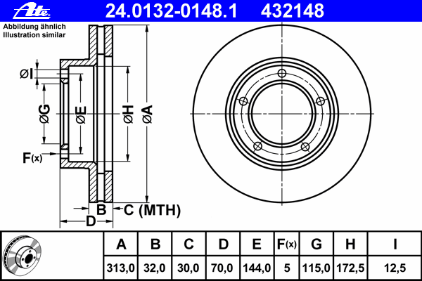 Тормозной диск ATE 24.0132-0148.1
