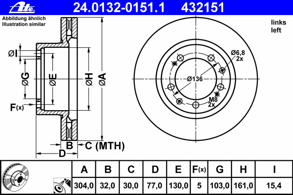 Тормозной диск ATE 24.0132-0151.1