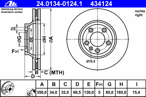 Тормозной диск ATE 24.0134-0124.1