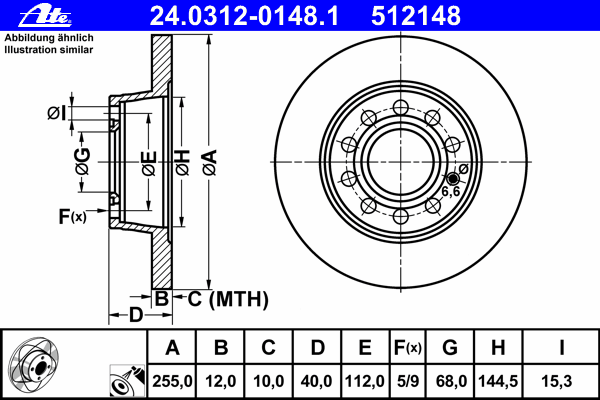 Тормозной диск ATE 24.0312-0148.1