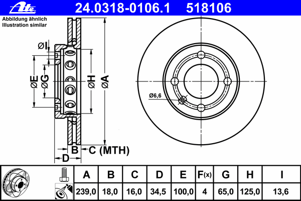 Тормозной диск ATE 24.0318-0106.1