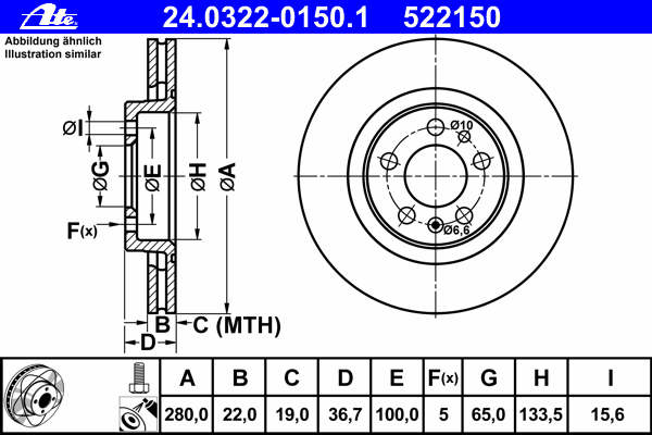 Тормозной диск ATE 24.0322-0150.1