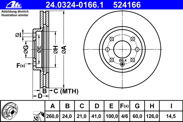 Тормозной диск ATE 24.0324-0166.1