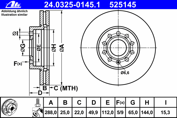 Тормозной диск ATE 24.0325-0145.1