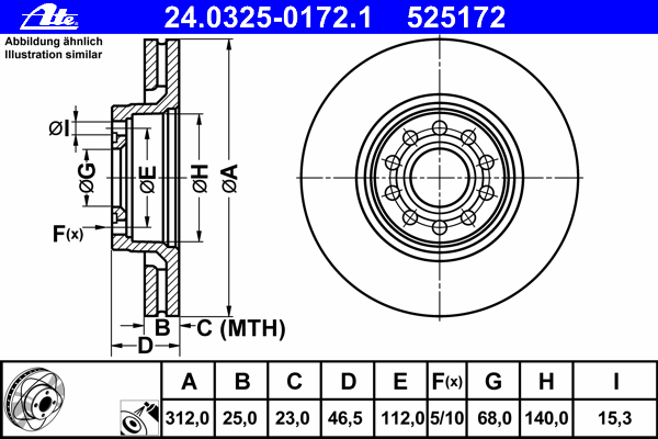 Тормозной диск ATE 24.0325-0172.1