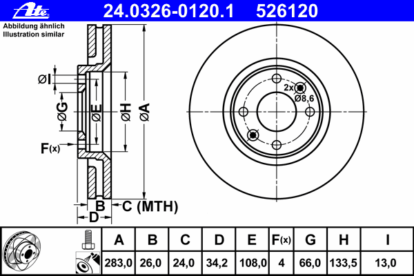 Тормозной диск ATE 24.0326-0120.1