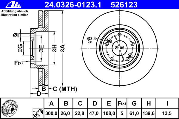 Тормозной диск ATE 24.0326-0123.1