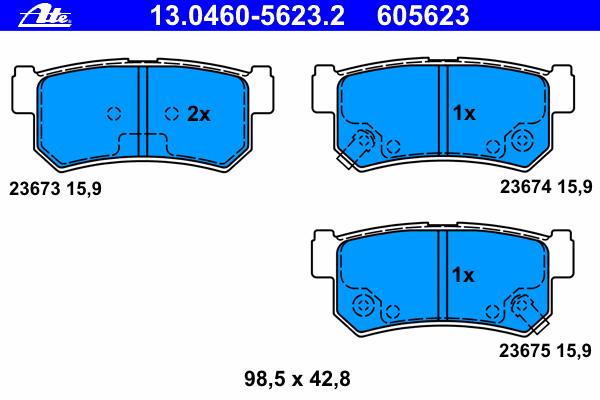 Комплект тормозных колодок, дисковый тормоз ATE 13.0460-5623.2