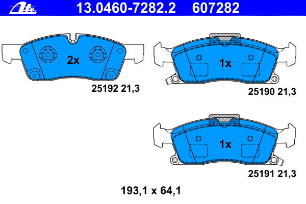 Комплект тормозных колодок, дисковый тормоз ATE 25192