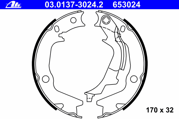 Комплект тормозных колодок, стояночная тормозная система ATE 03.0137-3024.2