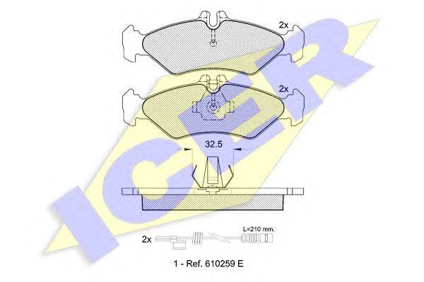 Комплект тормозных колодок, дисковый тормоз ICER 21622