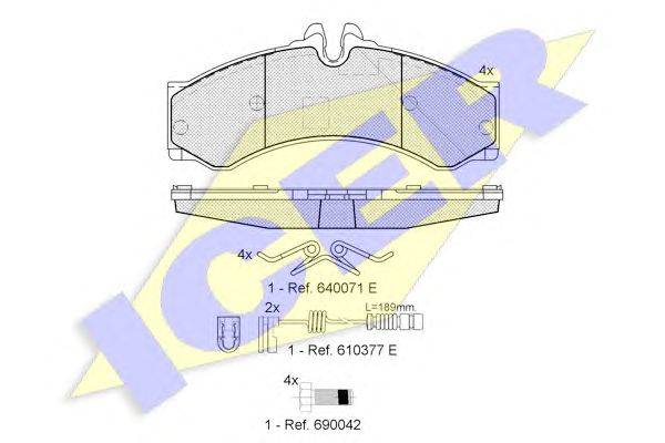 Комплект тормозных колодок, дисковый тормоз ICER 141126203