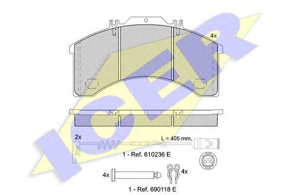 Комплект тормозных колодок, дисковый тормоз ICER 151043-110