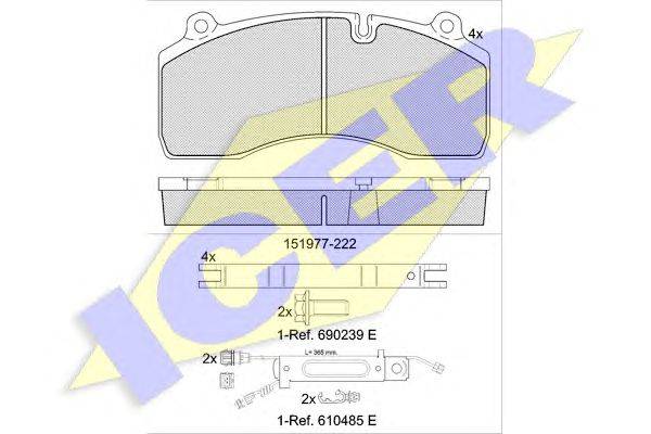 Комплект тормозных колодок, дисковый тормоз ICER 151977-222