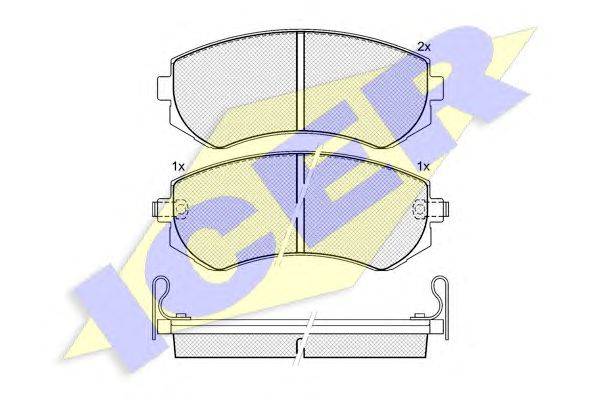 Комплект тормозных колодок, дисковый тормоз ICER 23502