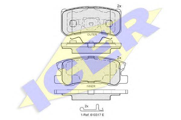 Комплект тормозных колодок, дисковый тормоз ICER 23282