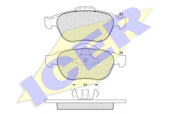 Комплект тормозных колодок, дисковый тормоз ICER 23659