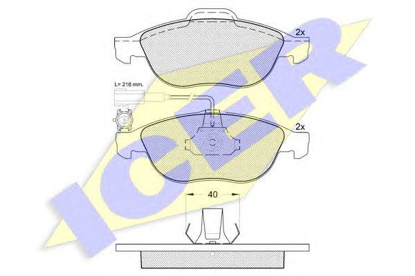 Комплект тормозных колодок, дисковый тормоз ICER 181446