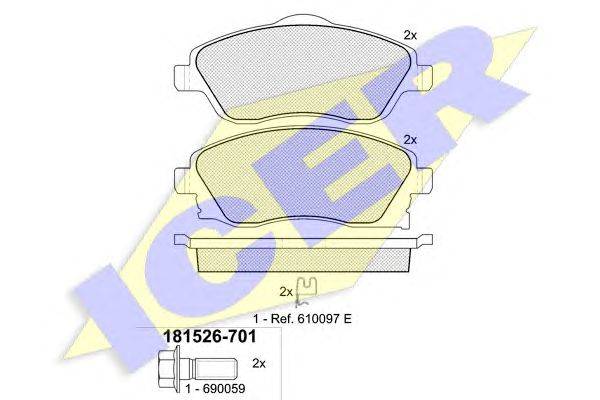 Комплект тормозных колодок, дисковый тормоз ICER 181526