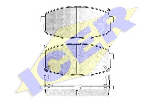 Комплект тормозных колодок, дисковый тормоз ICER 181540