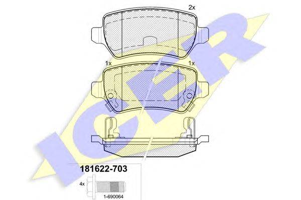 Комплект тормозных колодок, дисковый тормоз ICER 25780