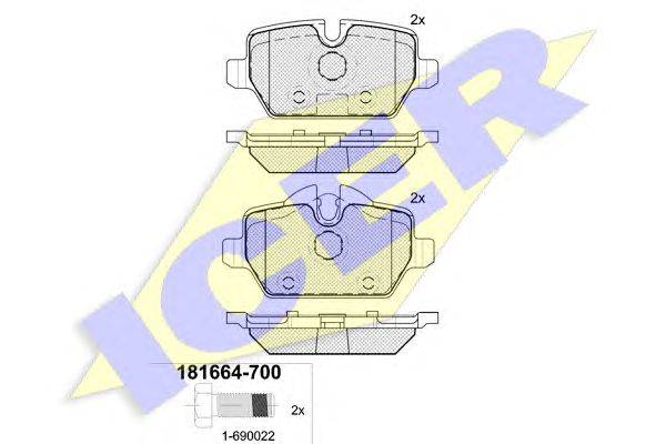 Комплект тормозных колодок, дисковый тормоз ICER 23624