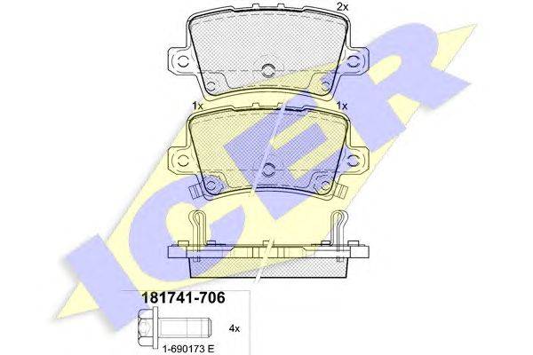 Комплект тормозных колодок, дисковый тормоз ICER 181741