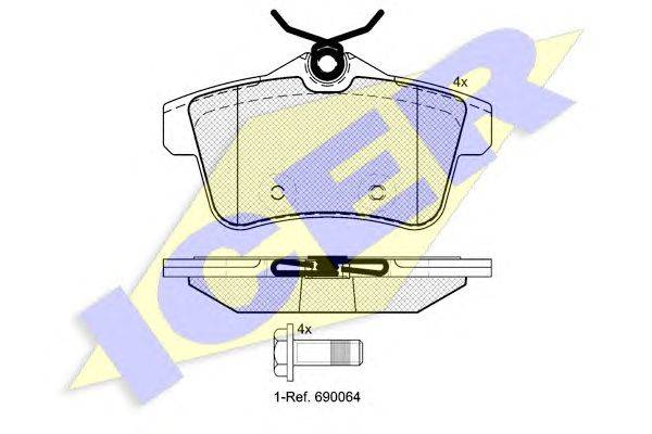 Комплект тормозных колодок, дисковый тормоз ICER 24922