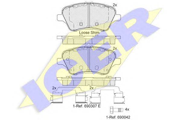 Комплект тормозных колодок, дисковый тормоз ICER 25135