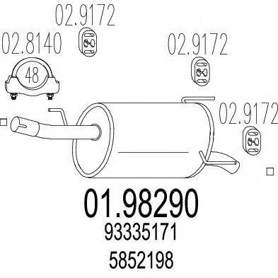 Глушитель выхлопных газов конечный MTS 01.98290