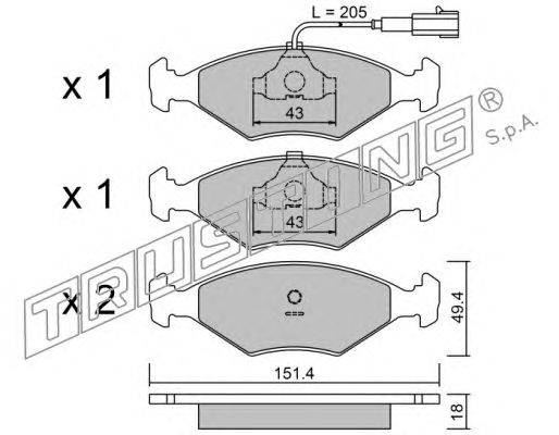Комплект тормозных колодок, дисковый тормоз TRUSTING 0594