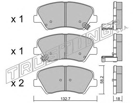 Комплект тормозных колодок, дисковый тормоз TRUSTING 25348