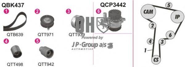 Водяной насос + комплект зубчатого ремня JP GROUP QBPK4370
